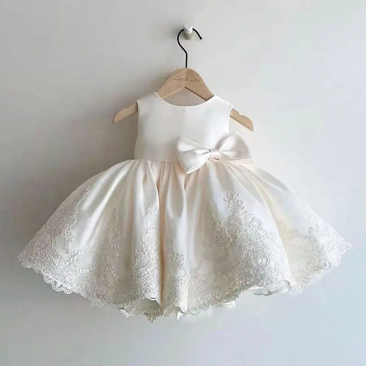 Elegant Dresses For Girls Christmas Solid Lace Girl Party Dress Princess