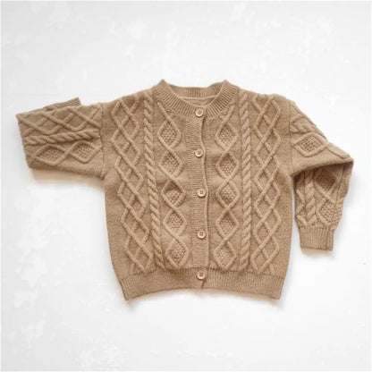 Baby Boys Girls Full Sleeve Solid Knitted Cotton Sweater Toddler Children Outwear Coat