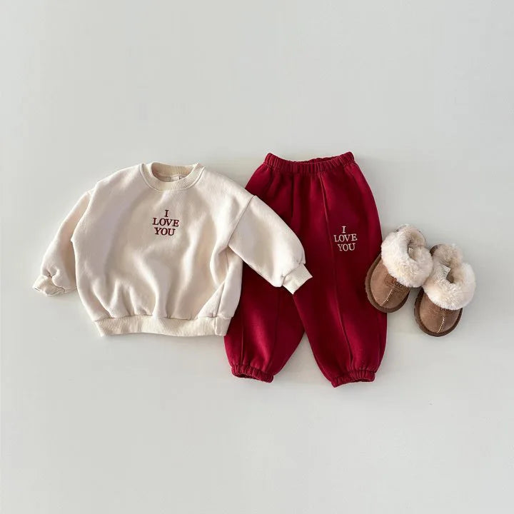 Boys Girls Fleece Warm Clothes Set Kids Outfits