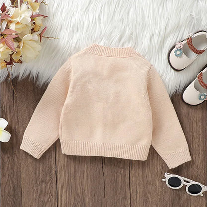 Children Cute Knitted Cardigan Handmade Flower Sweater Girl Jacket