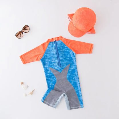 boys girls swimwear with cap surfing Wear swimming suit infant bathing Suit