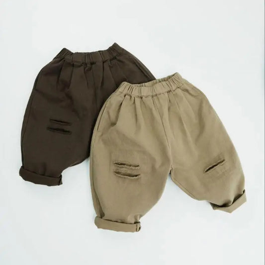 Children Casual Pants Fashion Boys Girls Ripped Harem Pants Solid Baby Loose Trousers