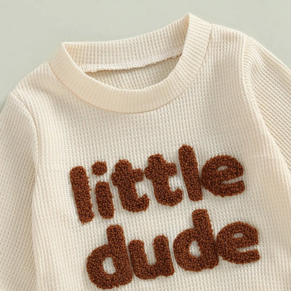 Toddler Boy Girl Letter Embroidery Sweatshirt with Elastic Waist Solid Pants Set