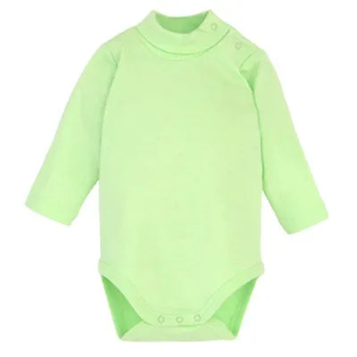 Newborn Baby Girls Long-Sleeve Cotton High-Necked Bodysuit Playsuit