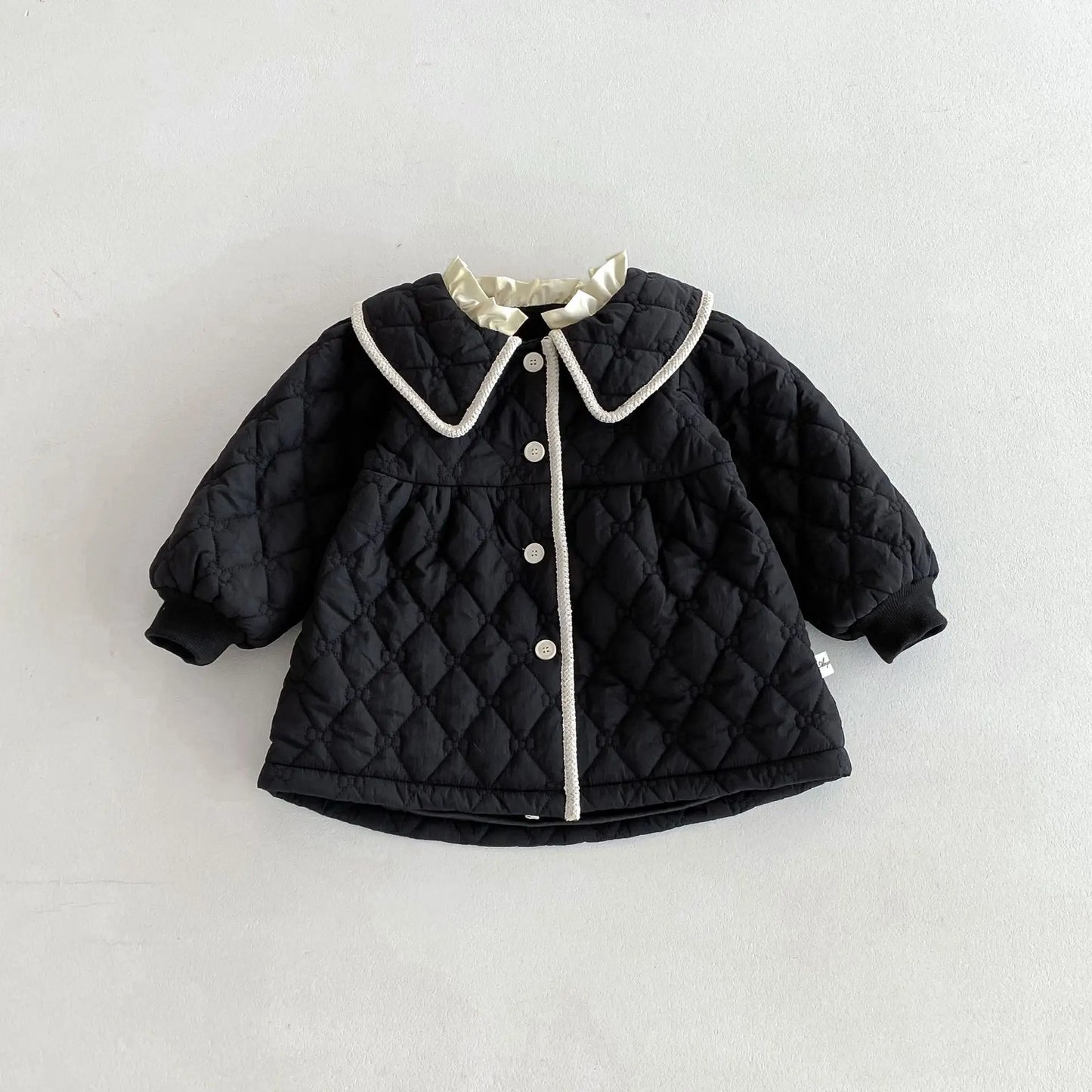 Baby Girls Warm Coat Solid Infant Padded Jacket Cute Lapel Princess Tops