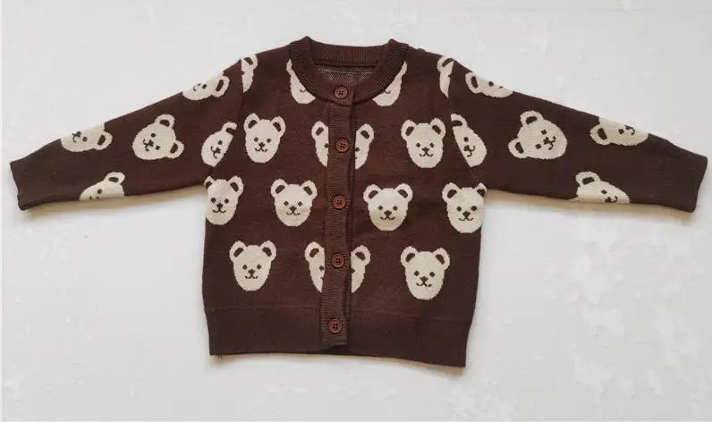 Baby Boys Cartoon Bear Cardigans Outwear Children Clothes Kids Girls Knitwear Jacket