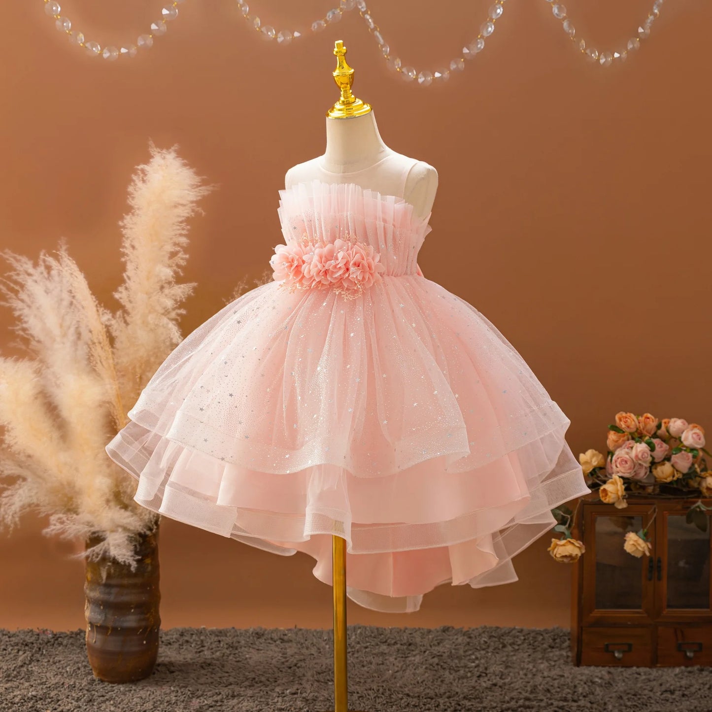 Flower Girl Dresses for Weddings Lace Kids Trailing Elegant Prom Galaxy Children