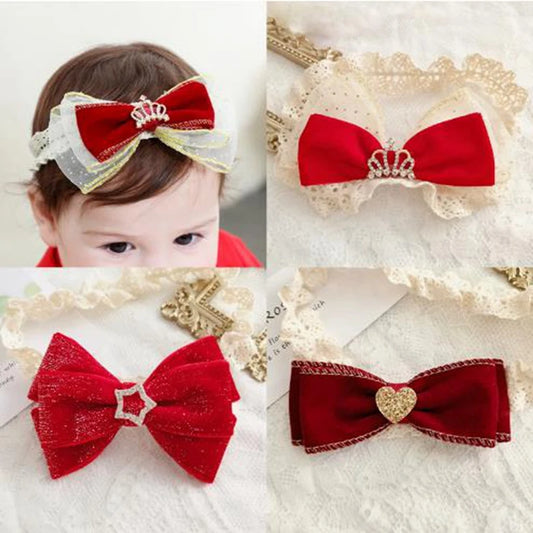 Baby Girl Bow Headbands Cute Rhinestone Crown Headband Hair Accessories