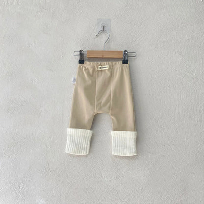 New Baby Cotton Ribbed Leggings Infant Boys Trousers Girls Splicing Elastic Pp Pants