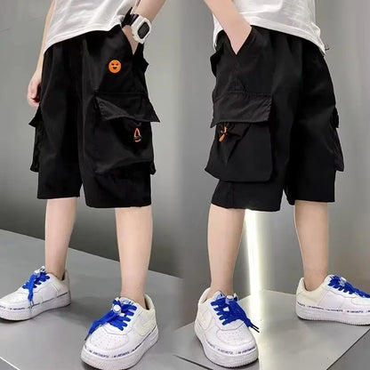 Summer Boys' Cotton Shorts Daily Casual Orange Sports Short Pants