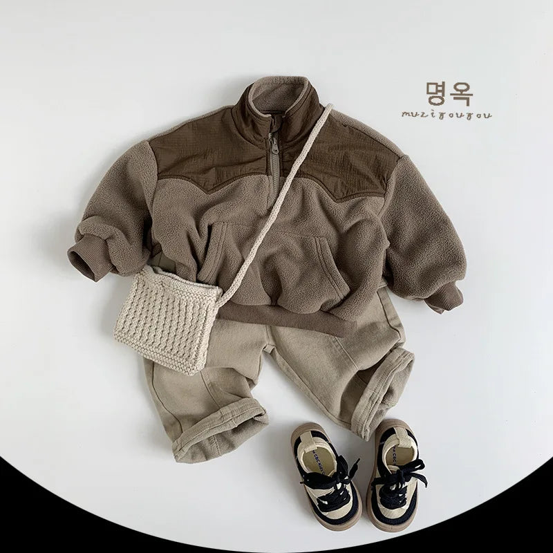 Boys And Girls Fleece Clothes Warm Tops Children Casual Outerwear