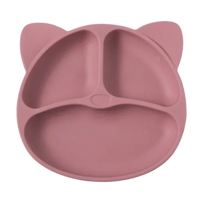 Feeding Plate Sucker Bowl Solid Smile Face Children Dishes Toddler Training Tableware