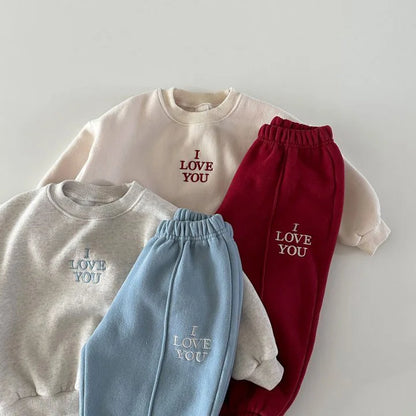 Boys Girls Fleece Warm Clothes Set Kids Outfits