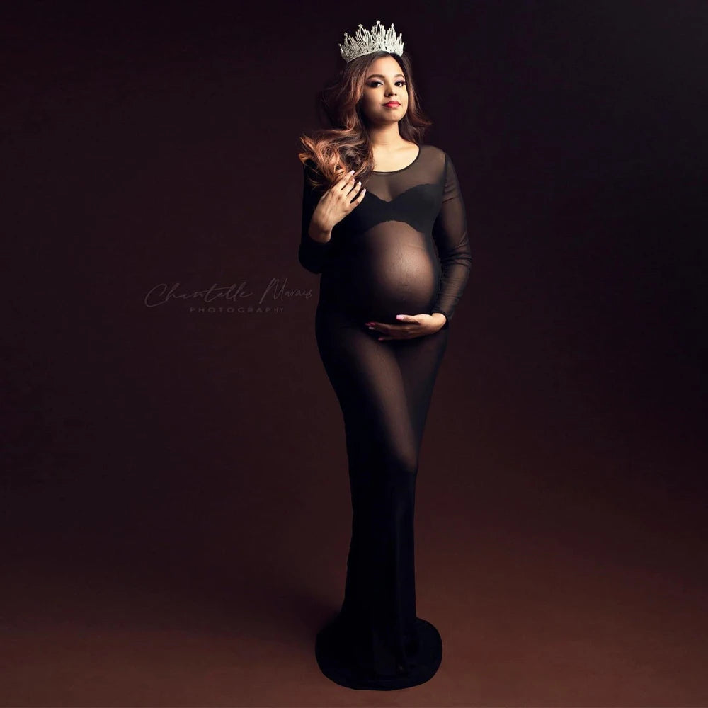 Maternity Photography Gown Super High Elastic Mesh Sexy Dresses