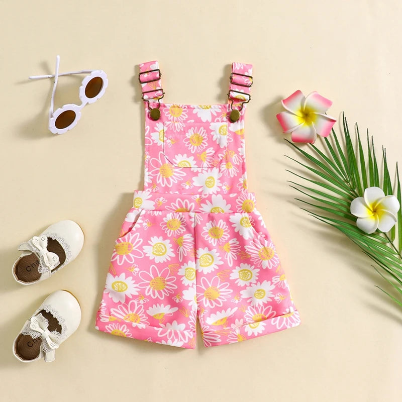 Little Girl Casual Floral Print Sleeveless Romper Jumpsuit for Newborn