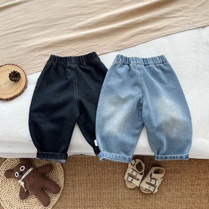 New Baby Girl/Boys Loose Denim Trousers Solid Infant Toddler Casual Pants