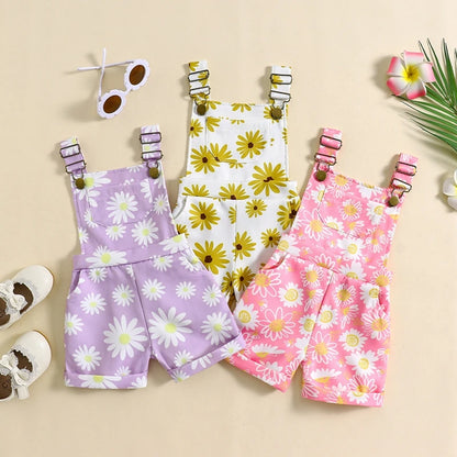 Little Girl Casual Floral Print Sleeveless Romper Jumpsuit for Newborn