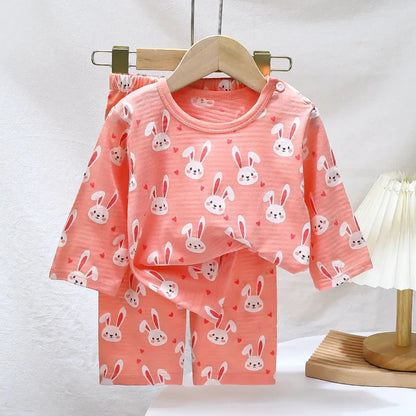 Girls Baby Spring Autumn Cartoon Long Sleeve Home Sleepwear