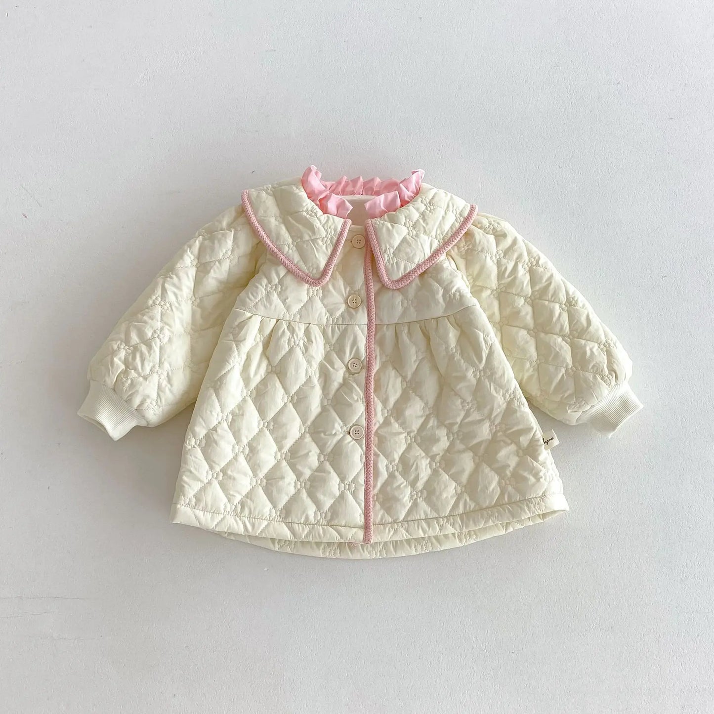 Baby Girls Warm Coat Solid Infant Padded Jacket Cute Lapel Princess Tops