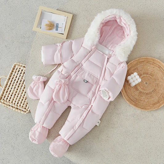 Newest Baby Hooded Puffer Outwear Down Zipper Coat with Gloves and Foot Covers