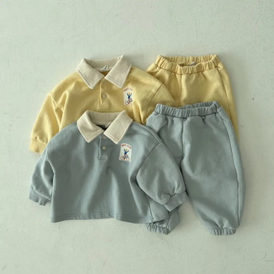 Baby Clothes Set Solid Children Sweatshirt+Trousers 2pcs Pants Suit