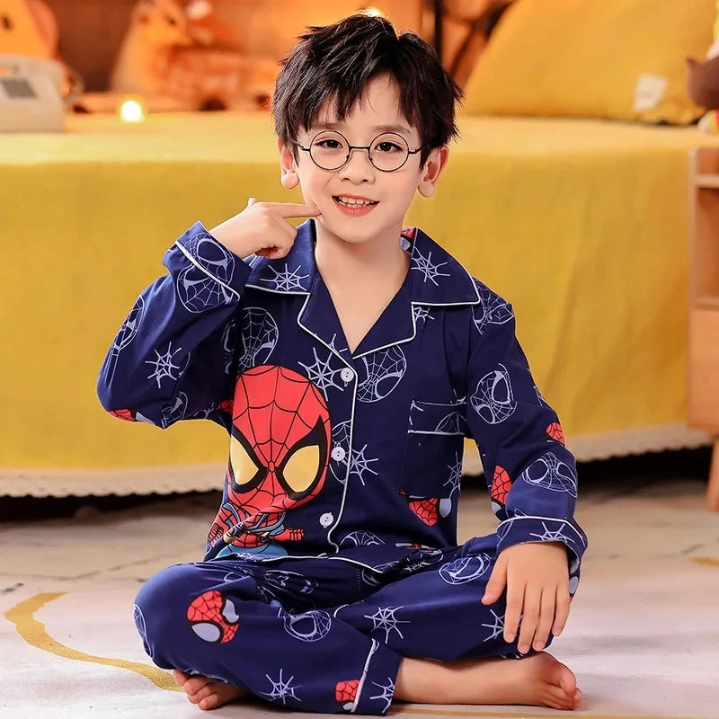 Children's Pajamas Set Long Sleeve Trousers Cool Superheroes Suit