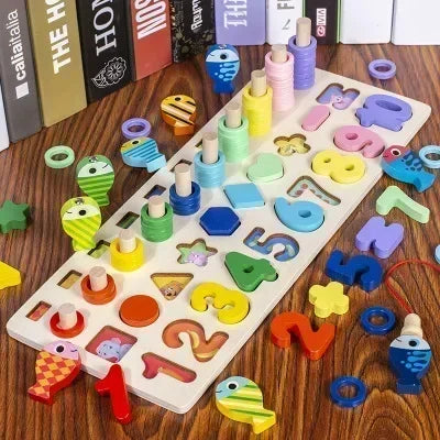 Children Busy Board Count Shape Colors Match Fishing Puzzle Learning Toys Gifts