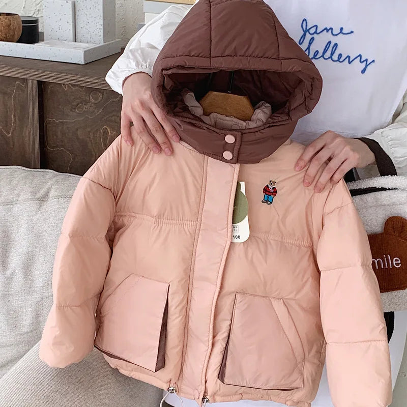 Children Clothing Outerwear Girls Boys Thickened Warm Hooded Parkas Coat