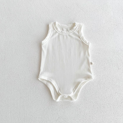 Baby Boys Girls Jumpsuit Cotton Plain Infant Sleeveless Romper