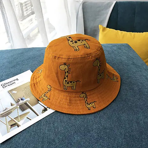 Summer Baby Bucket Hats Boys Girls UV Sunhat Kids Cotton Giraffe Beach Hat Child Accessories