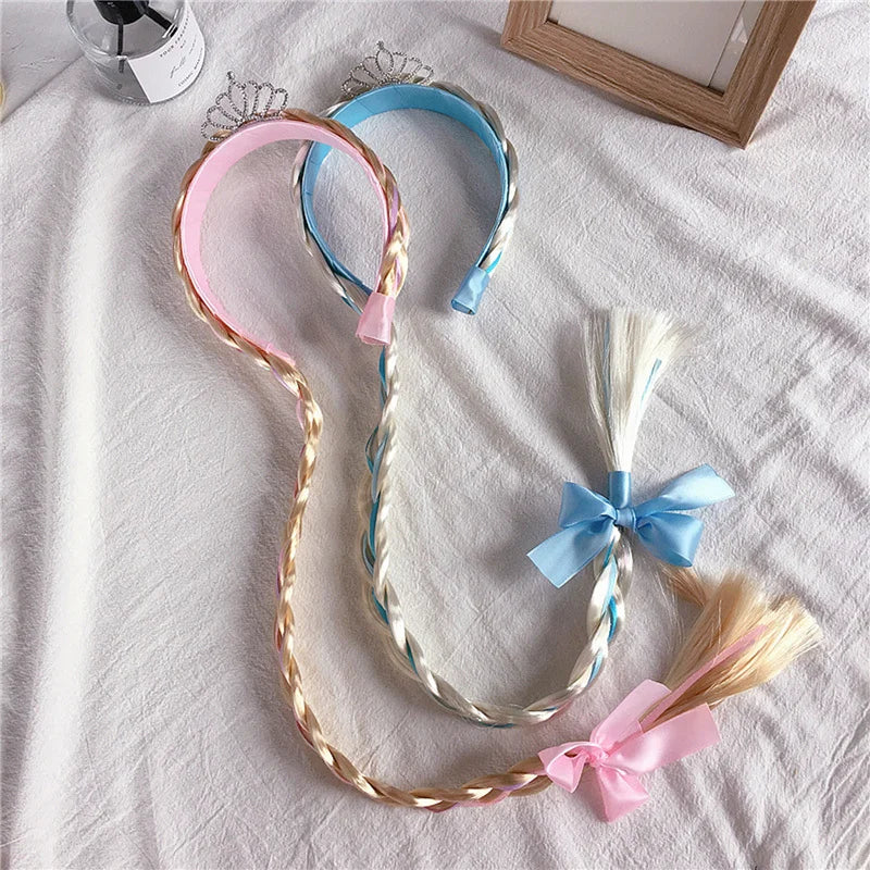 Girls Braid Headbands Soft Cute Cartoon Princess Hair Hoop Hairstyle Accessories