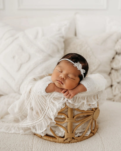 Newborn props Soft white chiffon lace Posing blanket High Quality Basket