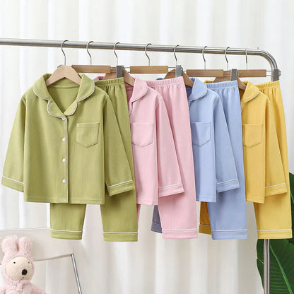 Toddler Sleepwear Baby Casual Pajama Suit Long Sleeve Cardigan Tops Pants