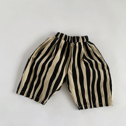 Boy Personality Irregular Stripes Calf-length Pants Cute Baby Girl Fashion Trousers