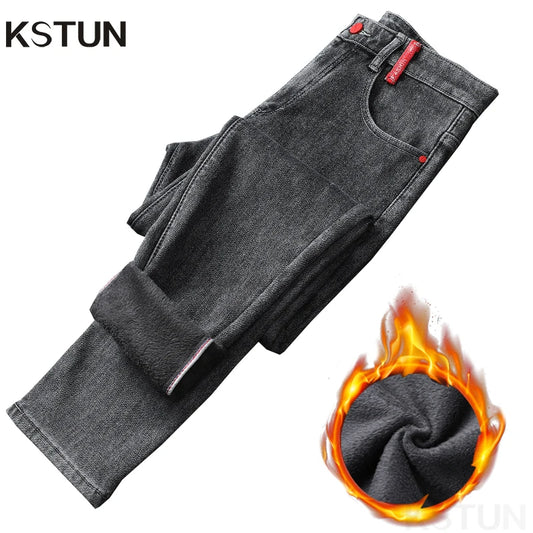 Thicken Jeans With Fleece Stretch Slim Skinny Denim Pants