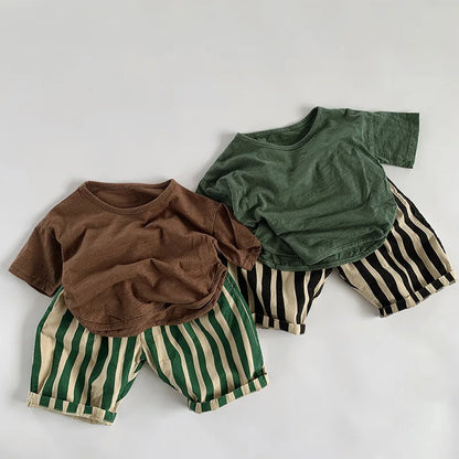 Boy Personality Irregular Stripes Calf-length Pants Cute Baby Girl Fashion Trousers