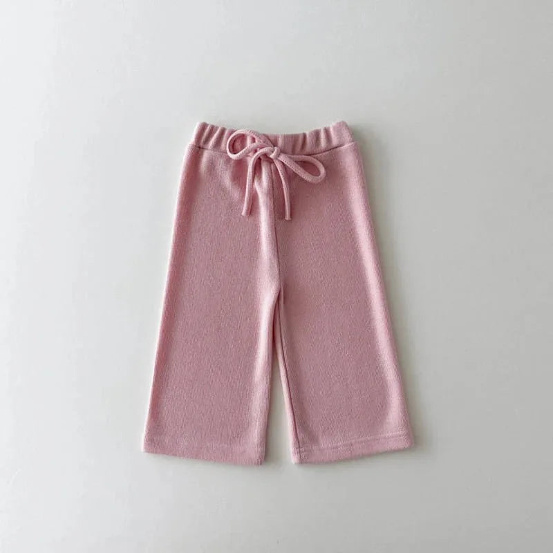 Baby Girl Wide Leg Pants Solid Children Casual Pants Cotton Girls Elastic Pants