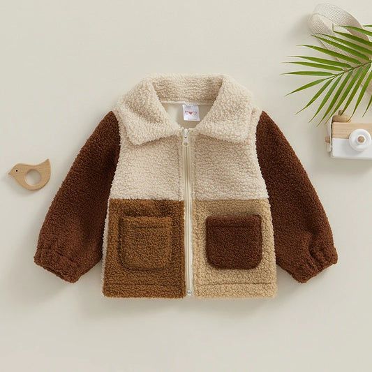 Toddler Boys Winter Casual Coat Long Sleeve Lapel Zipper Outerwear