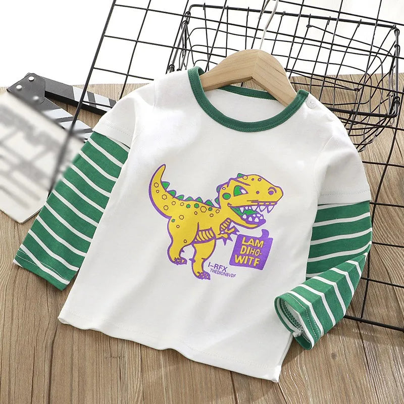 Boy Baby Print Cotton Long Sleeve T-shirt