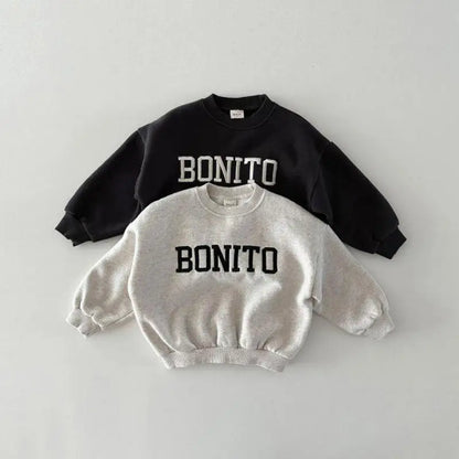 New Children Fleece Sweatshirt Letter Embroidery Baby Boys/Girls Casual Sweatshirt