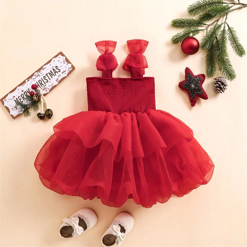 Baby Kids Girls Sweet Slip Dress, Sleeveless Bowknot Layered Summer A-line Dress