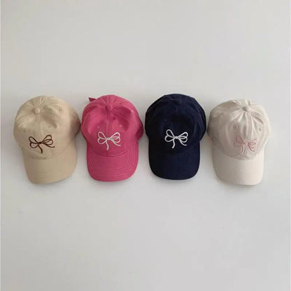 Children Embroidery Bow Peaked Cap Girl Baby Cotton Baseball Hat