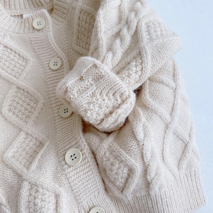 Baby Boys Girls Full Sleeve Solid Knitted Cotton Sweater Toddler Children Outwear Coat