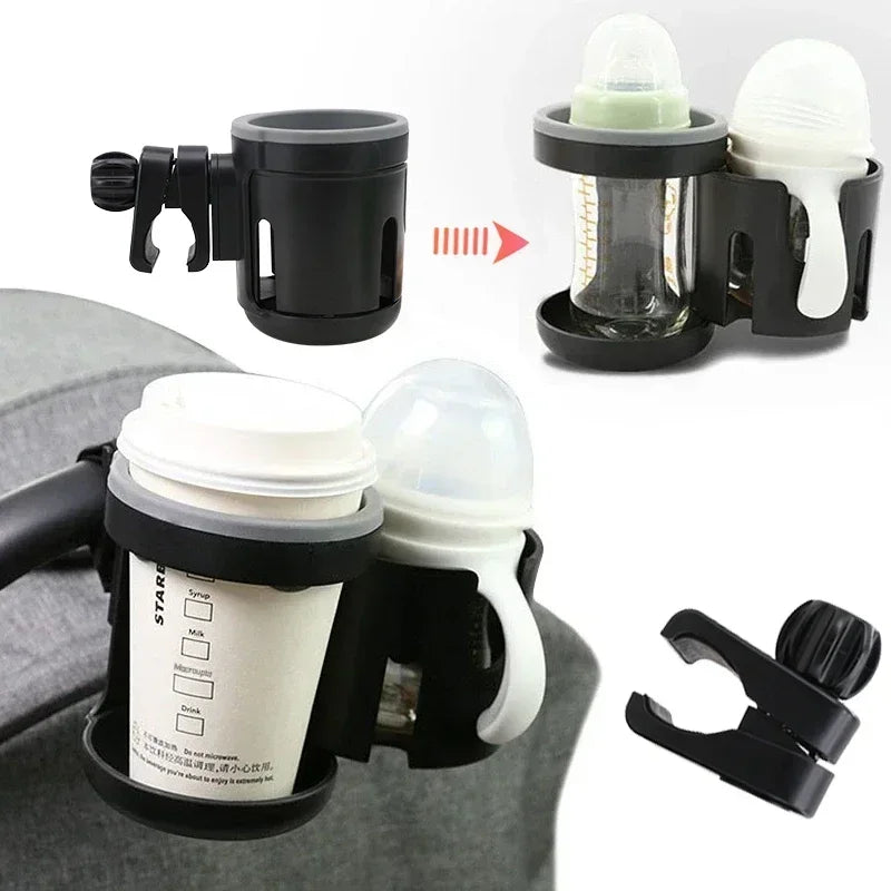 Stroller Cup Holder Phone Support Milk Bottle Drink Cup Holder Conversion 2 Cups