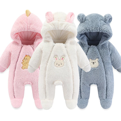 Newborn Baby Girls Boys Winter Jacket Warm Hooded Infant Romper Thicken Soft Cotton