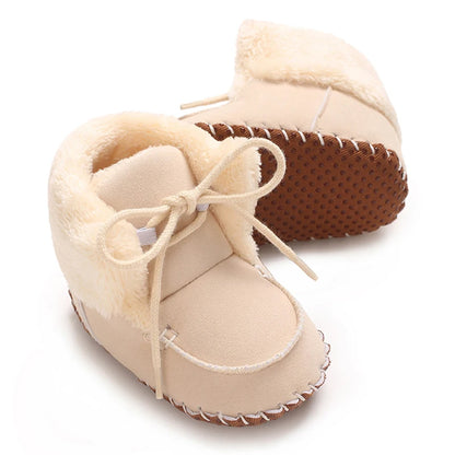 Winter Warm Snow Boots Tie Up Baby First Walker Shoes