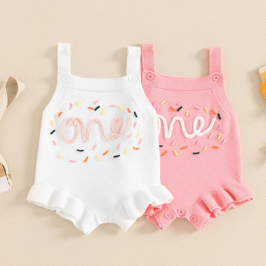 Baby Girl Romper Casual Number Embroidery Sleeveless Jumpsuit for Newborn