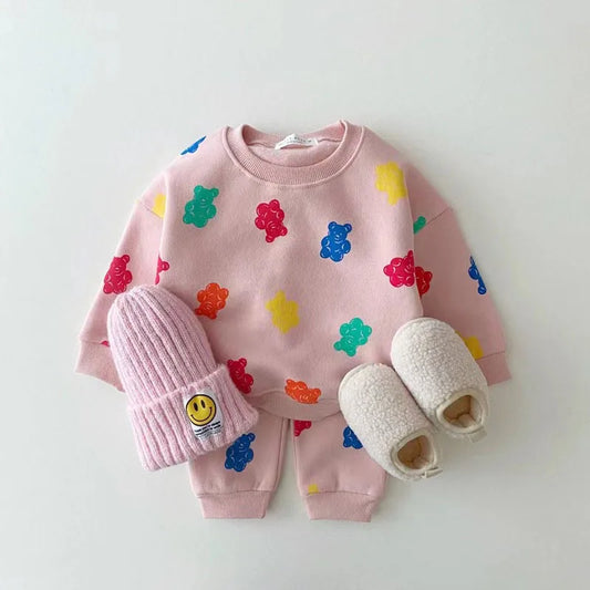 Gummy Bears Tracksuit Baby Girl Sweet Loose Pullover Sweatshirts+Trousers 2pc