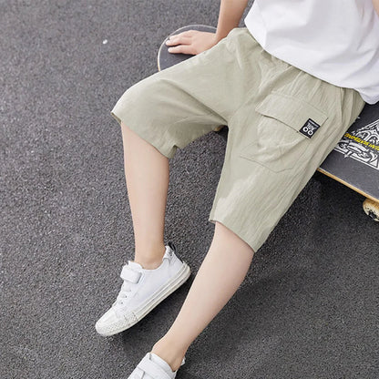 Boys Shorts With Pocket Spring Summer Shorts Cotton Elastic Waist Fashion Short Pants