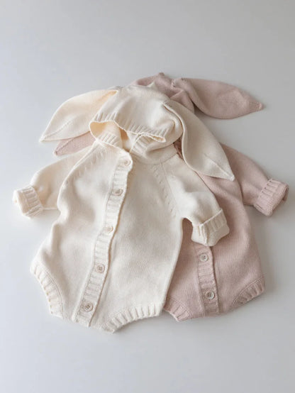 Newborn Hooded Baby Girl Boy Romper Clothes With Bunny Ear Cotton Romper